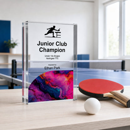 Junior Club Champion table tennis trophy for a club youth section award