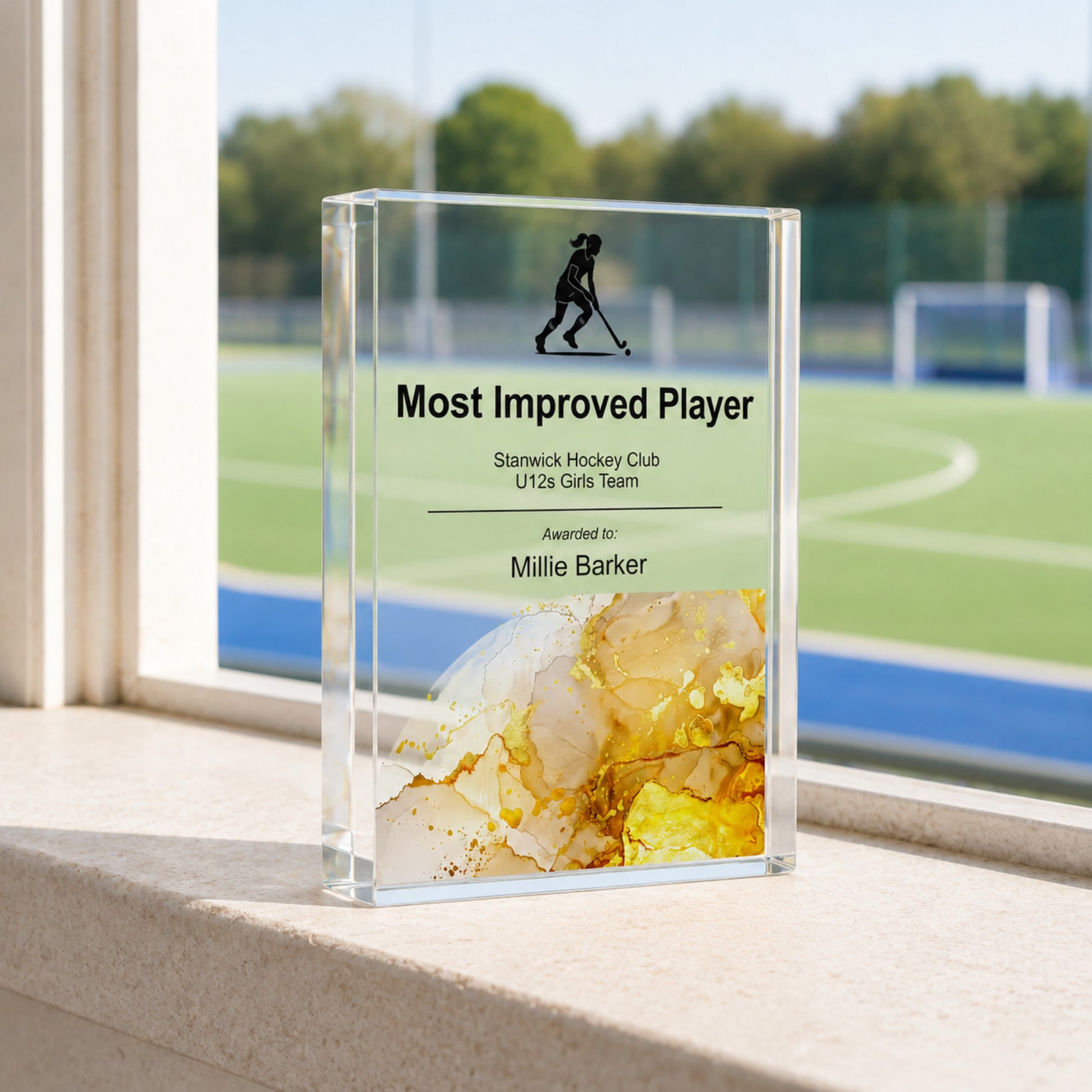 Most Improved Player hockey award for a club junior section presentation