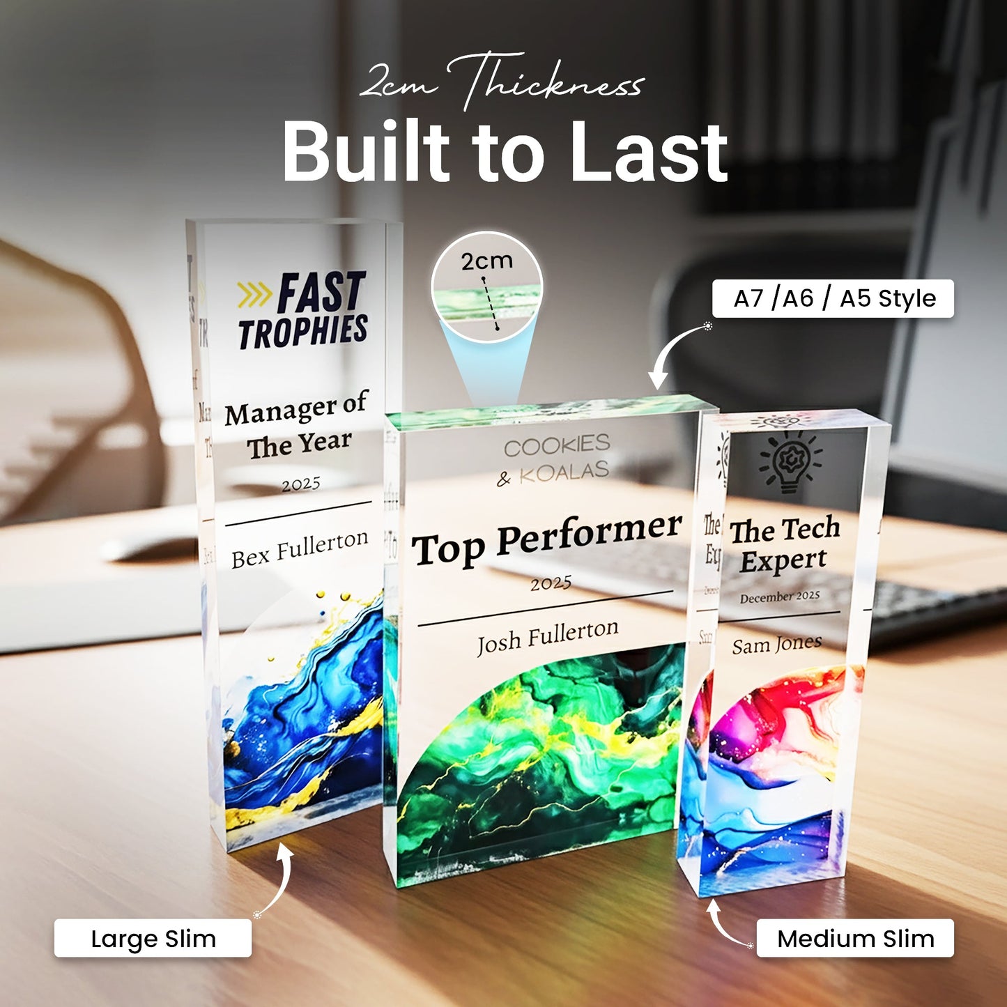 Personalised Corporate Acrylic Trophy | Custom Employee Recognition Award UK