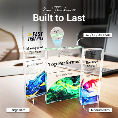 Personalised Corporate Acrylic Trophy | Custom Employee Recognition Award UK