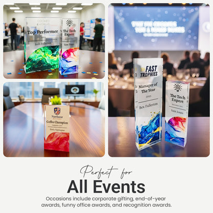 Personalised Corporate Acrylic Trophy | Custom Employee Recognition Award UK