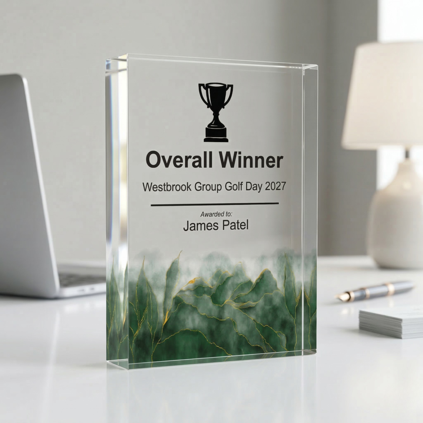 Personalised Golf Trophy Award | UV Printed Acrylic Golf Prize UK
