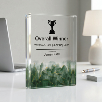 Personalised Golf Trophy Award | UV Printed Acrylic Golf Prize UK