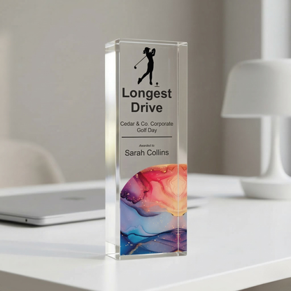 Personalised Golf Trophy Award | UV Printed Acrylic Golf Prize UK