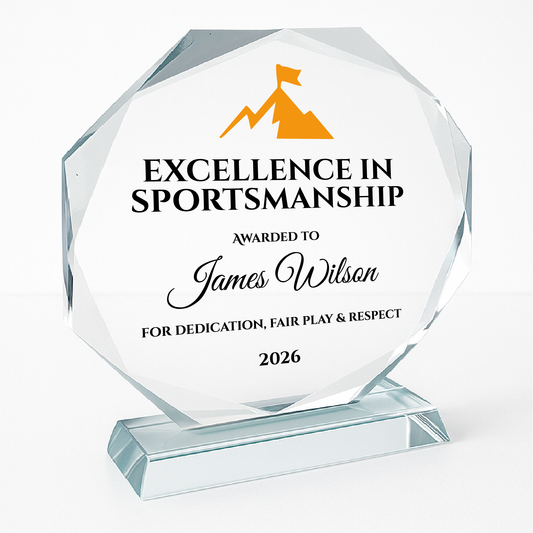 Personalised Octagon Crystal Trophy Award | Custom Corporate Award UK