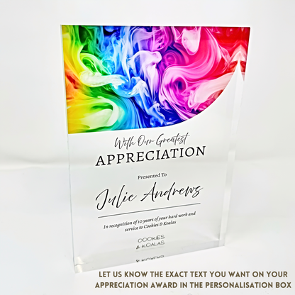 Personalised Acrylic Award Plaque | Employee Recognition Trophy UK