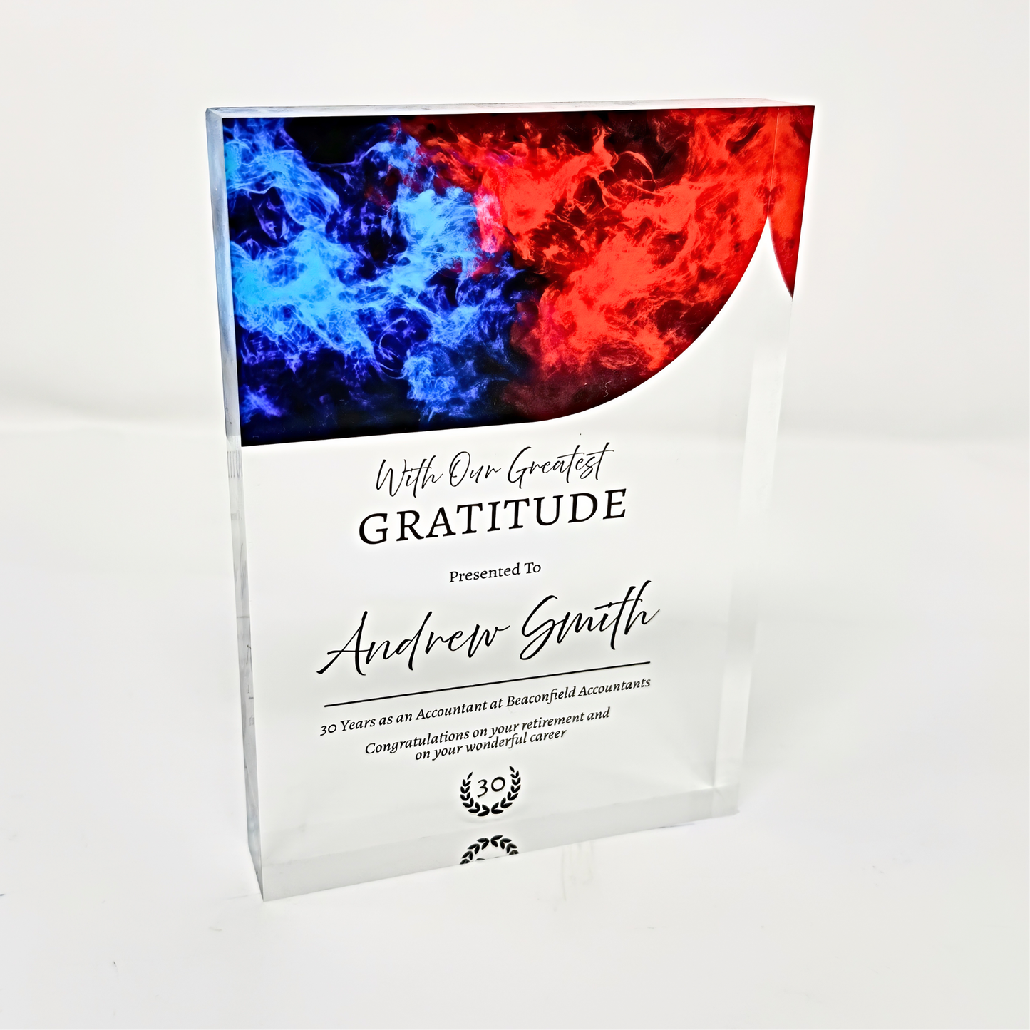 Personalised Acrylic Award Plaque | Employee Recognition Trophy UK