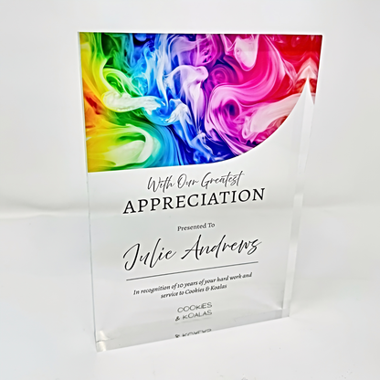 Personalised Acrylic Award Plaque | Employee Recognition Trophy UK