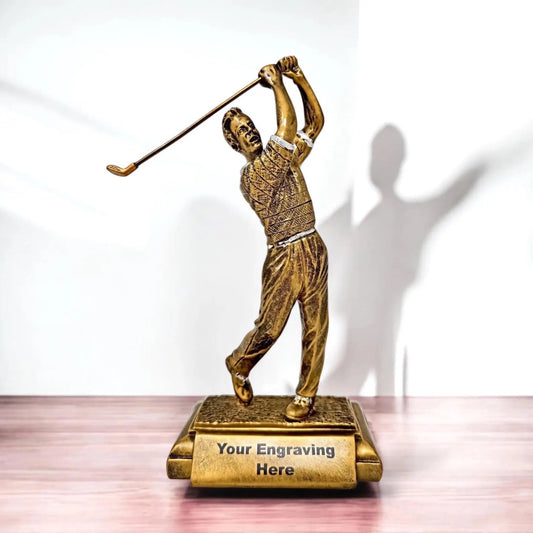 Personalised Gold Golf Trophy 27cm | Resin Golf Award UK