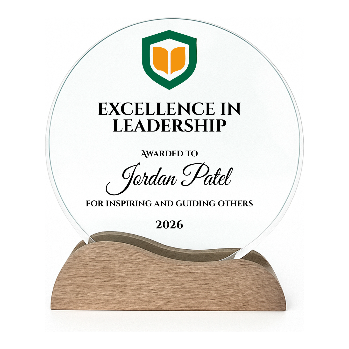 Personalised Round Crystal Trophy Award | Custom Award UK